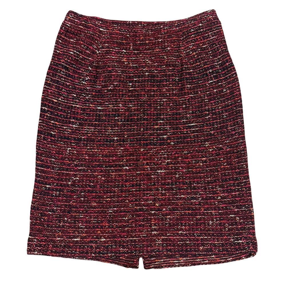 J.Jill Cranberry Red Burgundy Tweed Pencil Skirt Medium Academia Office Work